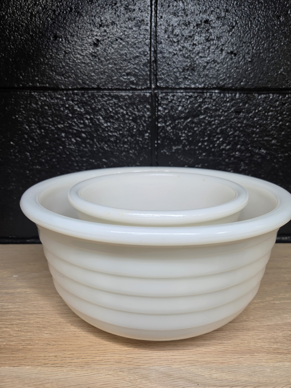 Vintage Hazel Atlas Milk White Mixing Bowl Set - Classic Nesting Kitchen Bowls
